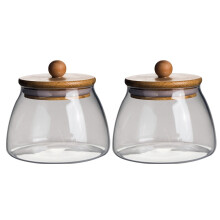 2-Piece Borosilicate Glass Canister Set with Bamboo Lids
