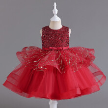 (Red, 150cm) Girls' princess dress, fashionable children's tutu cake dress