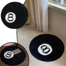 Black Area Rug Non-Slip Flocking Carpet 5x8 ft