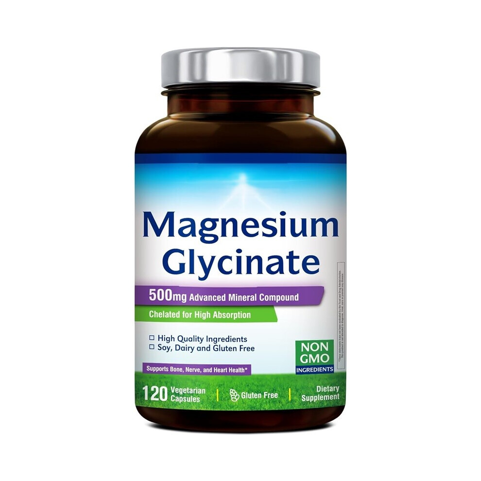 (1pc) Magnesium Glycinate 500mg|70mg Elemental Magnesium Supplement-High Absorption,Non Buffered,Non-GMO&No Gluten-240 Capsules