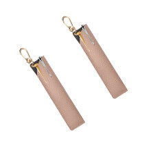 2Pieces PU Leather Pen Storage Pouches With Carabiner Hook-Pink