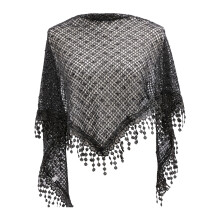 Multiuse Lace Scarf with Fringe Design for Daily Wear-Dark Grey