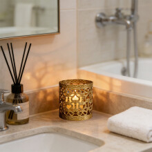Gold Iron Geometric Candlestick Holder 1 Pack