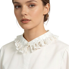 Collier à volants détachable avec embellissements de-Blanc