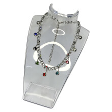 Punk zirkoon kralen ketting titanium stalen sleutelbeen
