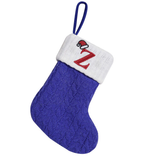 Blue Embroidered Initial Christmas Stocking, 16x18cm