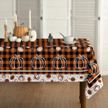 Orange-schwarze Tischdecke im Büffelkaromuster, 60 x 84 Zoll