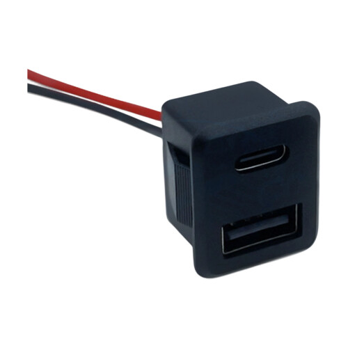 USB à double couche et prise de courant de type C avec-Noir