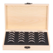 Muntenhouder/opbergbak voor herdenkingsmunten, hoogwaardige houten muntenhouder, verzameldoos voor 30 munten met inlegmat, breed assortiment