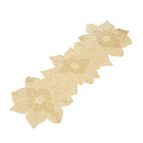 Gold PVC Floral Table Runner 35 x 12 in