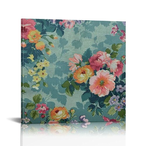 Καμβάς τοίχου με floral εκτύπωση σε vintage πλαίσιο