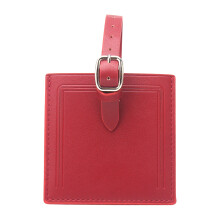 Square PU Leather Luggage Labels Wear Resistant Suitcase-Red