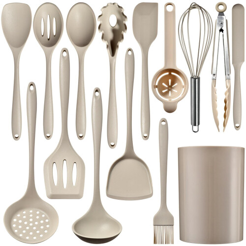 Silicone Kitchen Utensil Set – 15-Piece, Heat-Resistant,