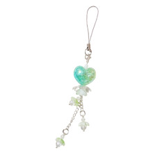 Lovely Heart Flower Pattern Phone Lanyard Stylish-green