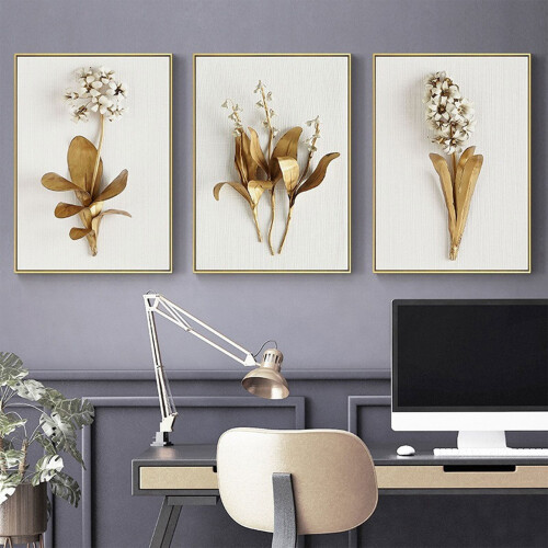 Moderne lærredssæt med blomsterprint (3 dele)