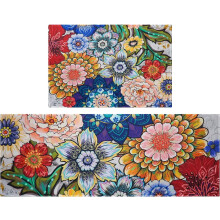Boho Floral Kitchen Rug Set 2 pcs 45 x 122 cm