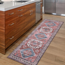 2x6 ft Washable Runner Rug Pink Low-Pile Non-Slip
