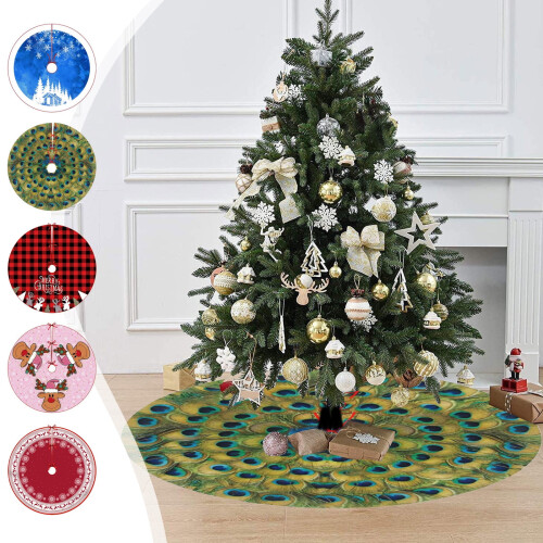 Weihnachtsbaumrock Rot-Weiß Schneeflockenmuster Polyester 92 cm