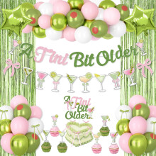 Conjunto de decoración de cumpleaños verde y rosa con purpurina para niñas