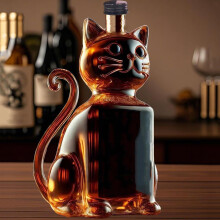 Whiskyflasche in Katzenform, 300 ml Borosilikatglas