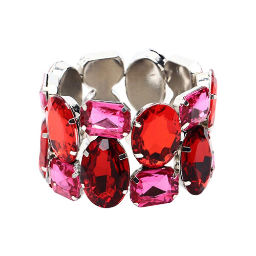 Bracelet élégant en pierre large et extensible, accessoire-Rouge
