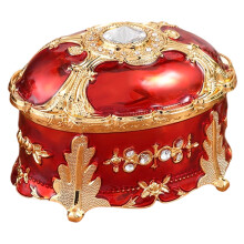 Sturdy Alloy Decorative Jewelry Box With Secure-golden red