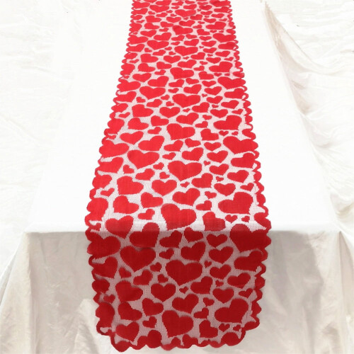Red Lace Table Runner 35x183cm for Valentine's Day Wedding