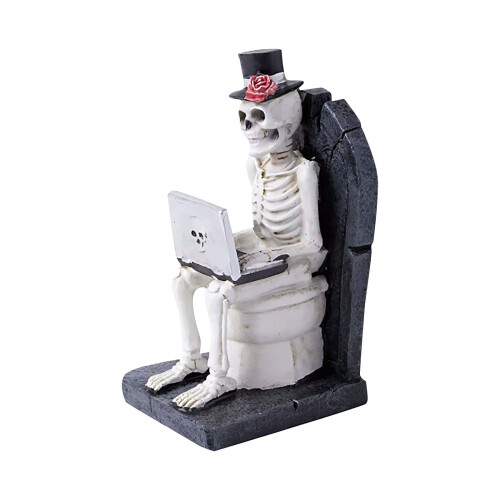 Skeleton-kiggercomputer harpiksornament 10 cm