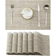 Linen Yellow Placemats Set of 6 – PVC Vinyl Woven,