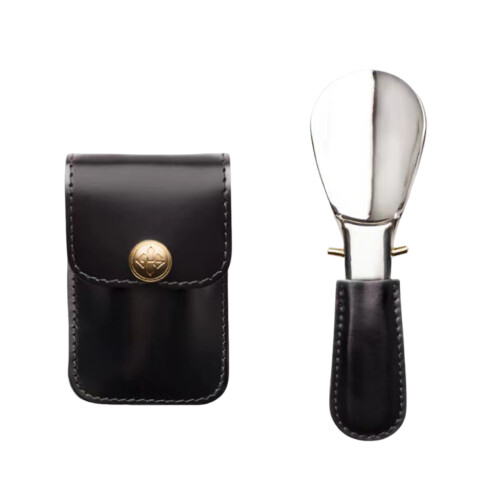 New Foldable Shoe Horn with PU Leather Case Brown