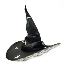Halloween Rosett Plisserad Häxhatt Spetskant Lyxig Kostymhatt