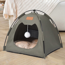 Semi-Enclosed Cat Tent for Indoor Cats – Quick Assembly, Portable, Compatible with Small Dogs & Pets | Green