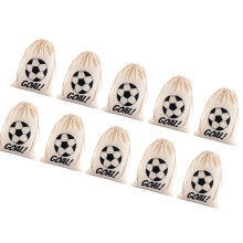 Pack Of 10 Cotton Drawstring Storage Bags For Soccer Toy-L