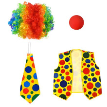 (Set 5) Set completo da costume da clown per adulti per Halloween, ideale per palcoscenico, feste e spettacoli – Accessori inclusi per uomo e donna.