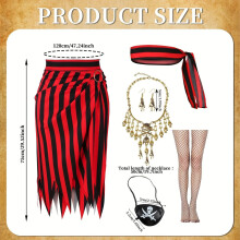 (Set 7) Set costume da pirata per Halloween: maschera con pendente, foulard, orecchini, bracciale di Capitan Jack e accessori a forma di teschio.