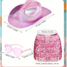 (Tassel Skirt Set) Set di 4 pezzi composto da occhiali da sole hippie, orecchini e collana piatta.