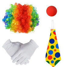 (Set 2) Set completo da costume da clown per adulti per Halloween, ideale per palcoscenico, feste e spettacoli – Accessori inclusi per uomo e donna.