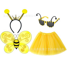 (Set2Children) Set per la festa di Halloween a tema ape: gonna in tulle, calzini, guanti, cerchietto