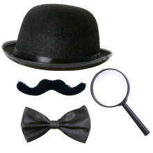 (Black 4-piece set) Set di costumi da mago, Sherlock Holmes, detective, epoca moderna, oggetti di scena per rappresentazioni teatrali.