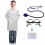 (Scientist Set) Set di 4 pezzi composto da occhiali da sole hippie, orecchini e collana piatta. 1