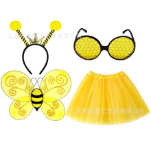 (Set 1 Adult) Set per la festa di Halloween a tema ape: gonna in tulle, calzini, guanti, cerchietto