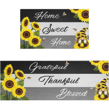 Sunflower Kitchen Rug Set of 2 Microfiber