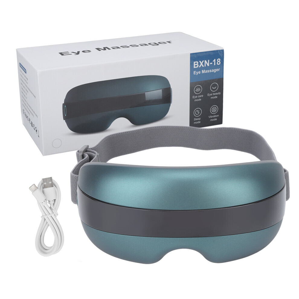 Electric eye massager with heat and vibration, multiple massage programs for relief of eye discomfort, Bluetooth functionality for