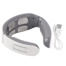 Wireless neck massager for pain relief with electric pulses and heat, deep tissue stimulation, long-lasting grip, smart U-shaped design