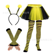 (Set5Adults) Halloween-kostymset med bi: Tyllkjol, strumpor, handskar, pannband