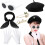 (Black Set) Set di 4 pezzi composto da occhiali da sole hippie, orecchini e collana piatta. 1
