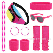 (Fuchsia Set) Set per ballo di fine anno per una sola persona: marsupio laser, scaldamuscoli in maglia e polsini da donna.