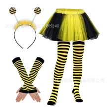 (Set3Adults) Set per la festa di Halloween a tema ape: gonna in tulle, calzini, guanti, cerchietto