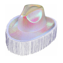 (White) Western fargerik dusk cowboyhatt, festrosa fluorescerende brem