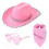 (Pink) Set composto da cappello da cowboy rosa con paillettes, cappello nero/bianco/rosso, occhiali e sciarpa 1